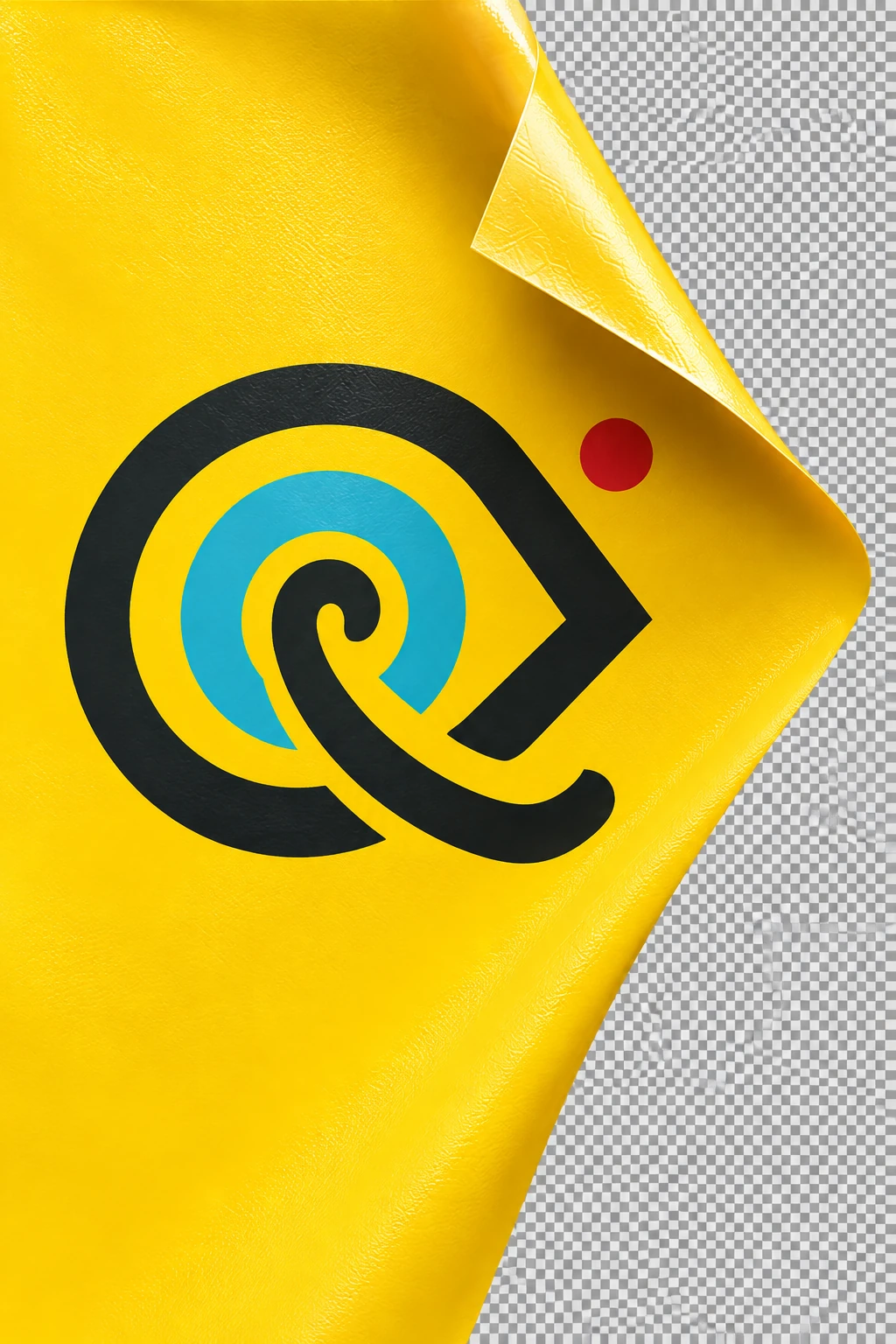 Emblème ADH&Sign imprimé sur un adhésif jaune qui se décolle